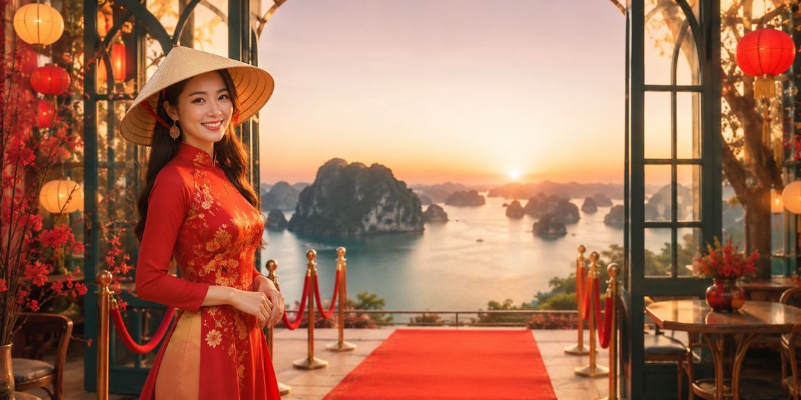Người chơi với nón lá tham gia trò chơi bài tại vịnh Hạ Long