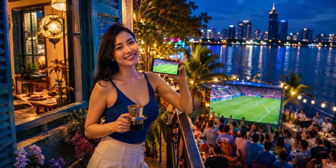 Người dùng cá cược bóng đá tại quán cà phê Hồ Chí Minh trên điện thoại
