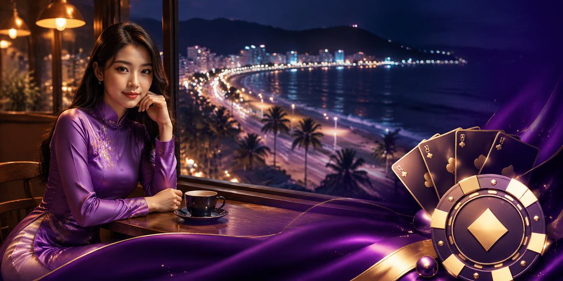 Người phụ nữ mặc áo dài chơi bài tại Phan Thiết trong không gian truyền thống